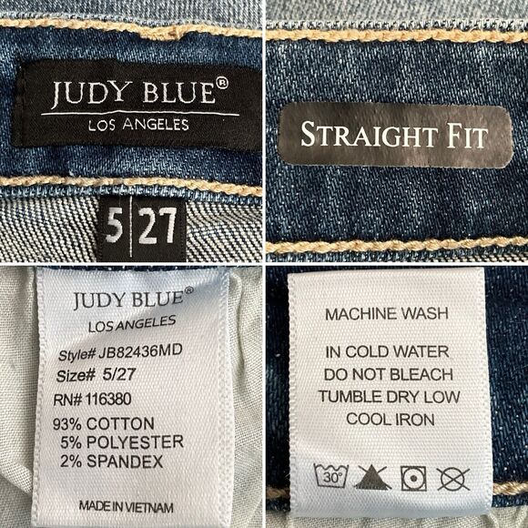 Judy Blue Straight Fit Jeans Distressed Released Hem 27 - Picture 3 of 7